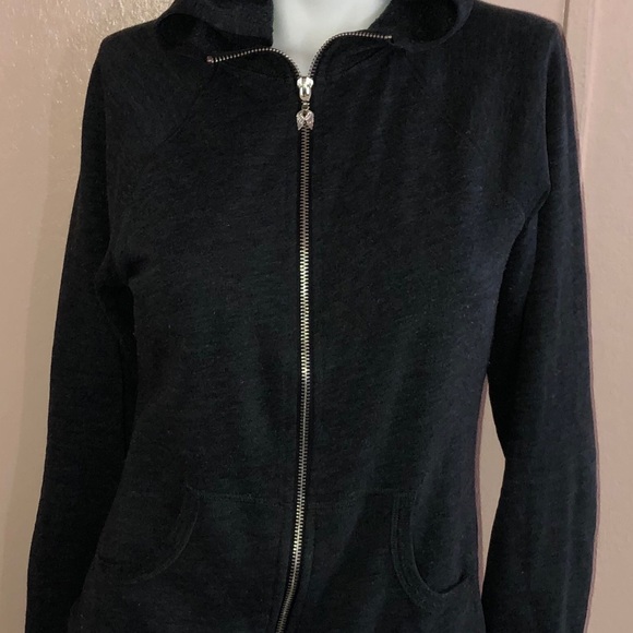 Victoria Secret charcoal grey hoodie with gold sequin bling angel wings - Picture 3 of 11